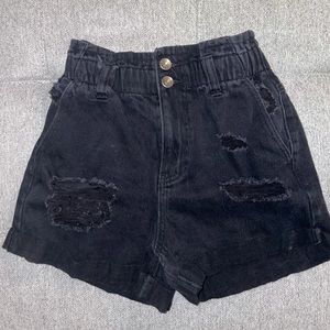 Black Denim Shorts